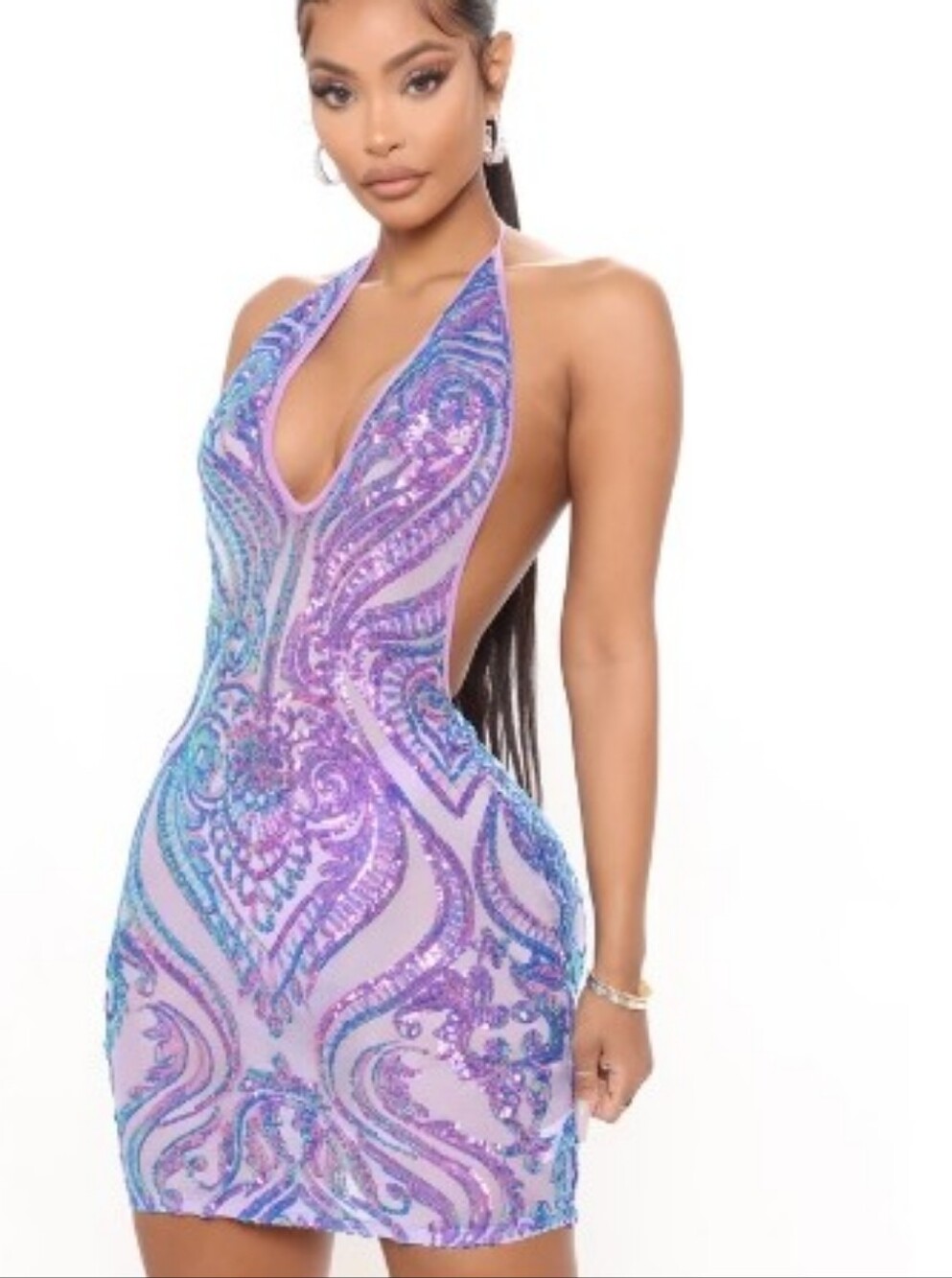 Fashion Nova Stand Out Sequin Mini Dress Sz Medium NWT